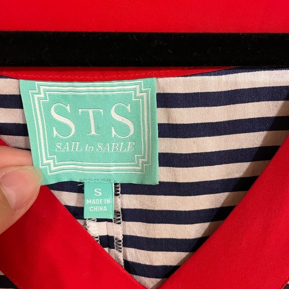 SAIL TO SABLE/100% silk sleeveless stripped tunic dress - Picture 3 of 4